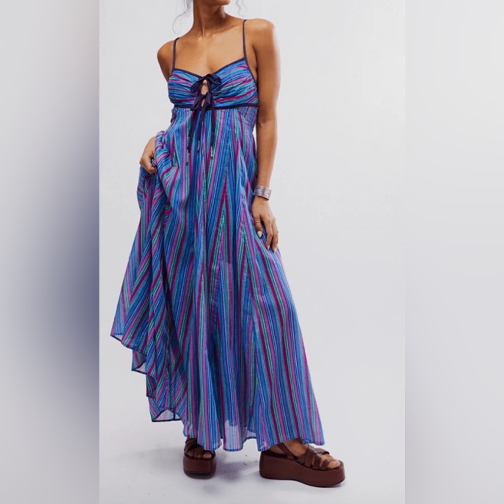 CLEARANCE Free People Multicolor Blue Striped Maxi Dress